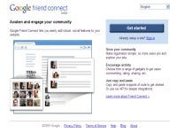 Google Friend Connect screen shot; social networking