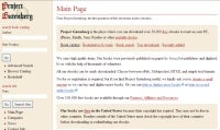 Project Gutenberg screen shot; free online books