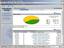 Peachtree Accounting's aged-payables setup form