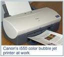 Working with Canon’s i550 Color Bubble Jet Printer