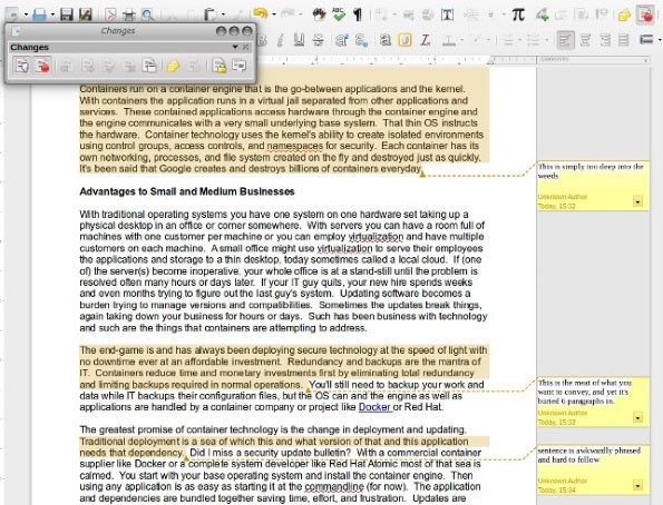LibreOffice productivity suite: Track changes