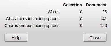 LibreOffice productivity suite: word count