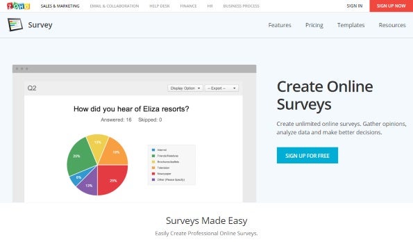 Small business marketing: Zoho Surveys