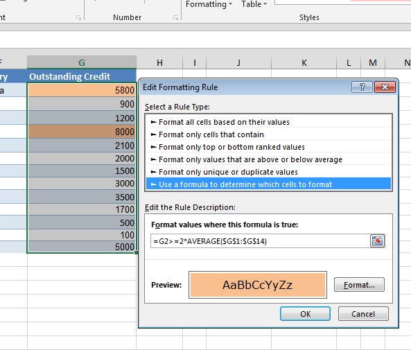 Excel tools: Conditional formatting