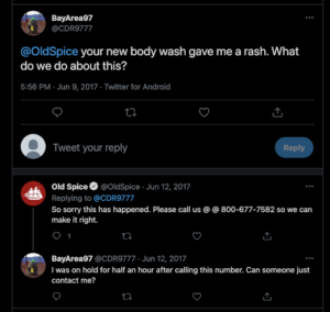 old spice bad social media customer service