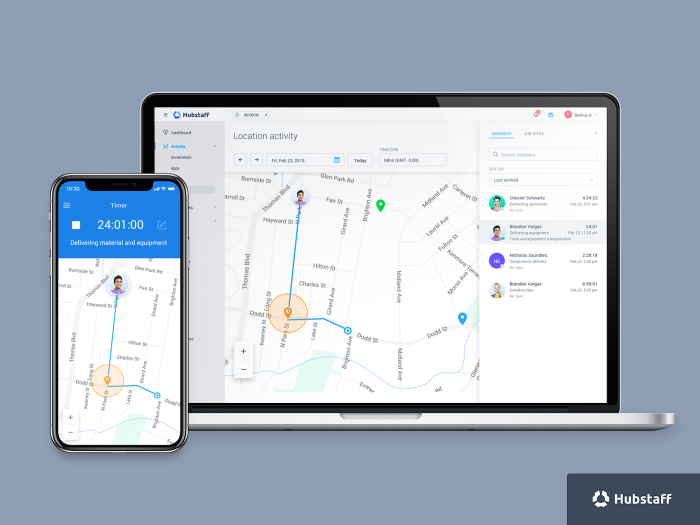 Image of Hubstaff GPS features.