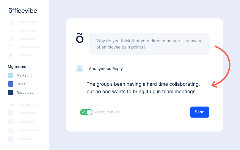 Screenshot of Officevibe feedback feature.